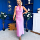 Henri Cowl Neck Satin Dress Pink