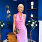 Henri Cowl Neck Satin Dress Pink
