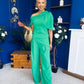 Isabella Detailed Top And Trouser Set Emerald