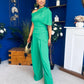 Isabella Detailed Top And Trouser Set Emerald