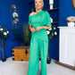 Isabella Detailed Top And Trouser Set Emerald