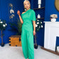 Isabella Detailed Top And Trouser Set Emerald
