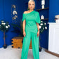 Isabella Detailed Top And Trouser Set Emerald