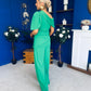 Isabella Detailed Top And Trouser Set Emerald