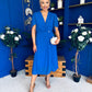 Mabel Pleat Detail Midi Dress Cobalt