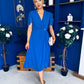 Mabel Pleat Detail Midi Dress Cobalt
