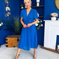 Mabel Pleat Detail Midi Dress Cobalt