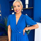 Mabel Pleat Detail Midi Dress Cobalt