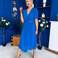 Mabel Pleat Detail Midi Dress Cobalt
