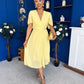 Mabel Pleat Detail Midi Dress Yellow
