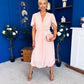 Mabel Pleat Detail Midi Dress Pwr Pink