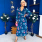 Blaithin Pleated Midi Dress Floral Midnight Blue