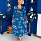 Blaithin Pleated Midi Dress Floral Midnight Blue