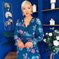 Blaithin Pleated Midi Dress Floral Midnight Blue