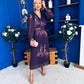 Blaithin Pleated Midi Dress Floral Purple