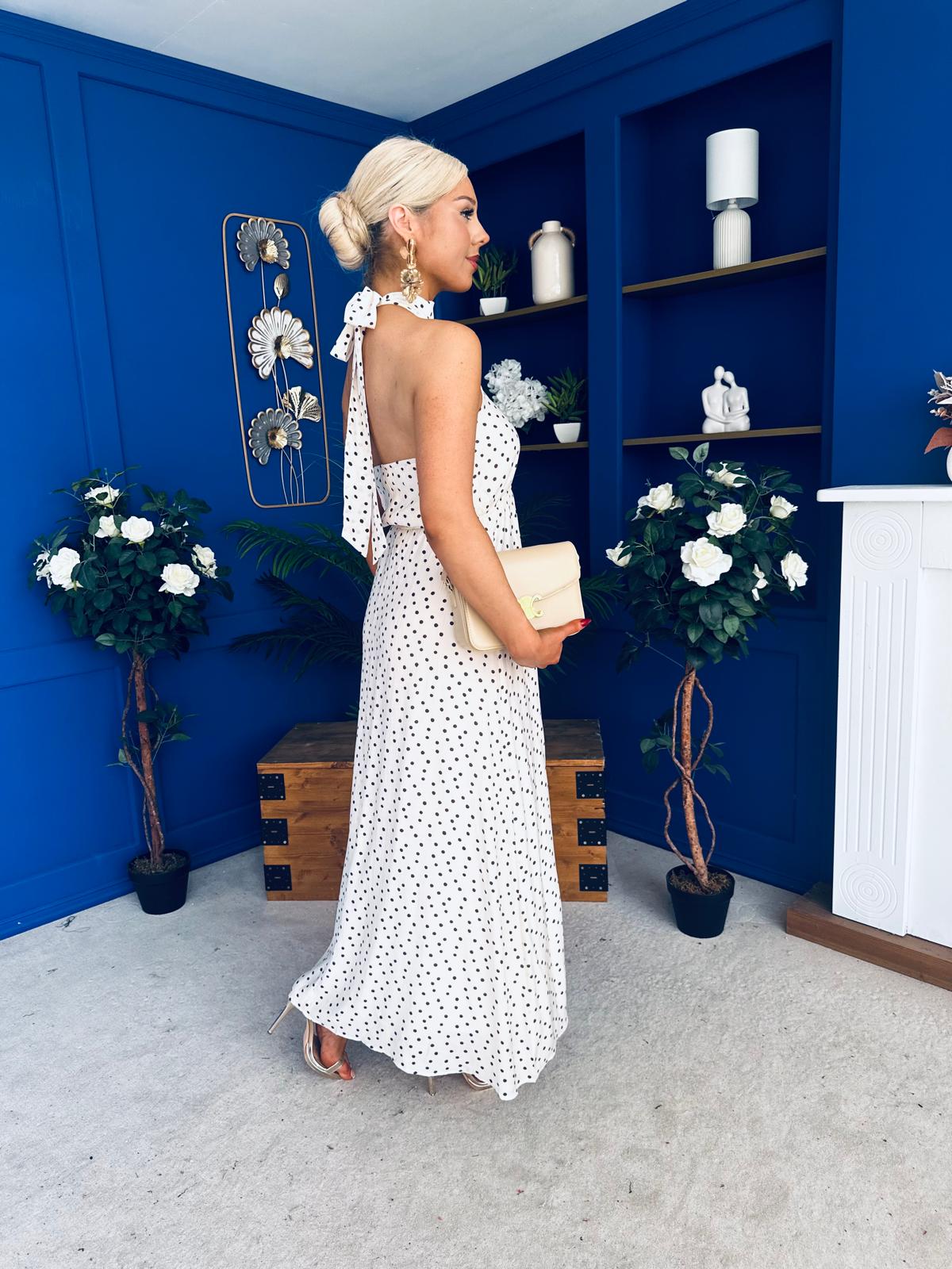 Lori Halterneck Maxi Dress Polka Cream