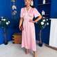 Cheryl Lace Detail Satin Dress Pink