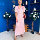 Cheryl Lace Detail Satin Dress Pink