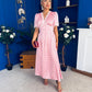 Cheryl Lace Detail Satin Dress Pink