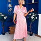 Cheryl Lace Detail Satin Dress Pink