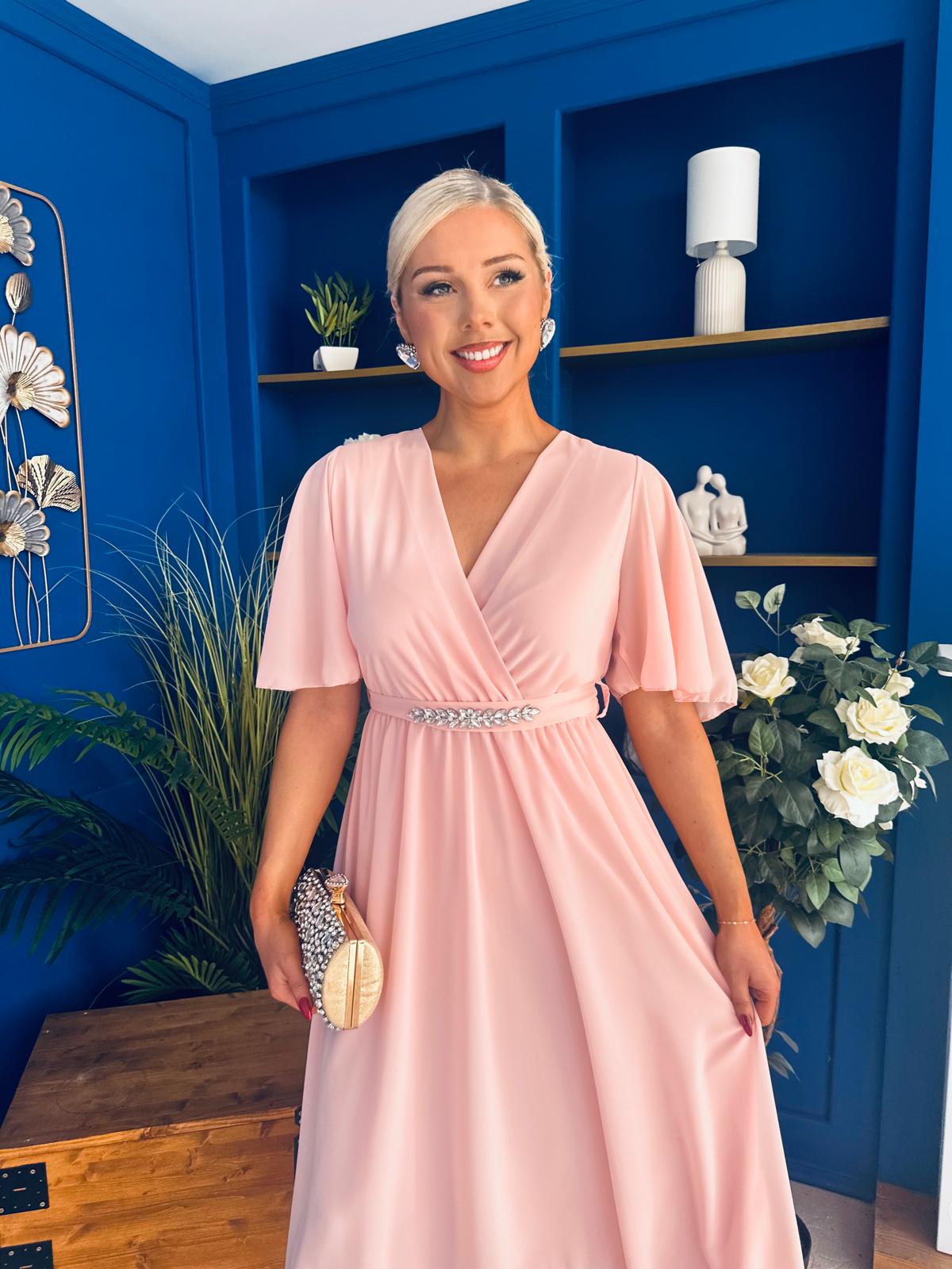 Darcy Embellished Belt Midi Dress Pwr Pink