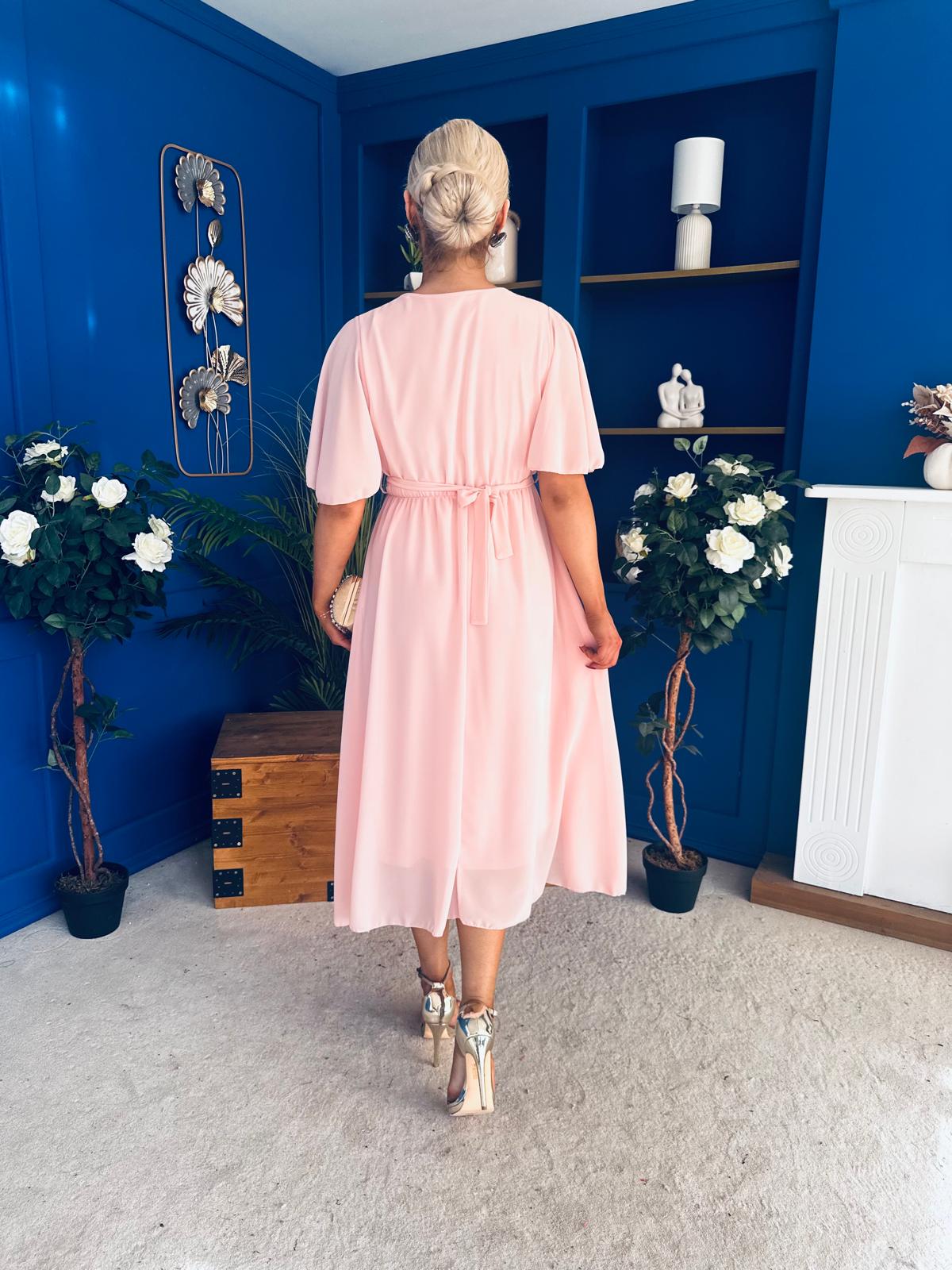 Darcy Embellished Belt Midi Dress Pwr Pink