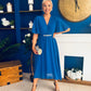 Darcy Embellished Belt Midi Dress Cobalt