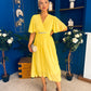 Darcy Embellished Belt Midi Dress Yellow