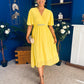 Darcy Embellished Belt Midi Dress Yellow