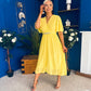Darcy Embellished Belt Midi Dress Yellow