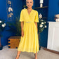 Darcy Embellished Belt Midi Dress Yellow