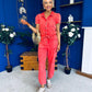 Marissa Short Sleeve Denim Jumpsuit Coral PRE ORDER Arriving 11 March