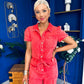 Marissa Short Sleeve Denim Jumpsuit Coral PRE ORDER Arriving 11 March