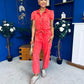 Marissa Short Sleeve Denim Jumpsuit Coral PRE ORDER Arriving 11 March