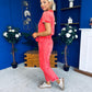 Marissa Short Sleeve Denim Jumpsuit Coral PRE ORDER Arriving 11 March