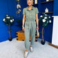 Marissa Short Sleeve Denim Jumpsuit Khaki PRE ORDER Arriving 11 March