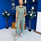 Marissa Short Sleeve Denim Jumpsuit Khaki PRE ORDER Arriving 11 March