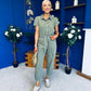 Marissa Short Sleeve Denim Jumpsuit Khaki PRE ORDER Arriving 11 March