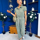Marissa Short Sleeve Denim Jumpsuit Khaki PRE ORDER Arriving 11 March