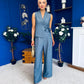 Janis Wrap Waistcoat & Trouser Set Blue