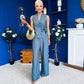 Janis Wrap Waistcoat & Trouser Set Blue
