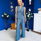 Janis Wrap Waistcoat & Trouser Set Blue