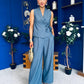 Janis Wrap Waistcoat & Trouser Set Blue