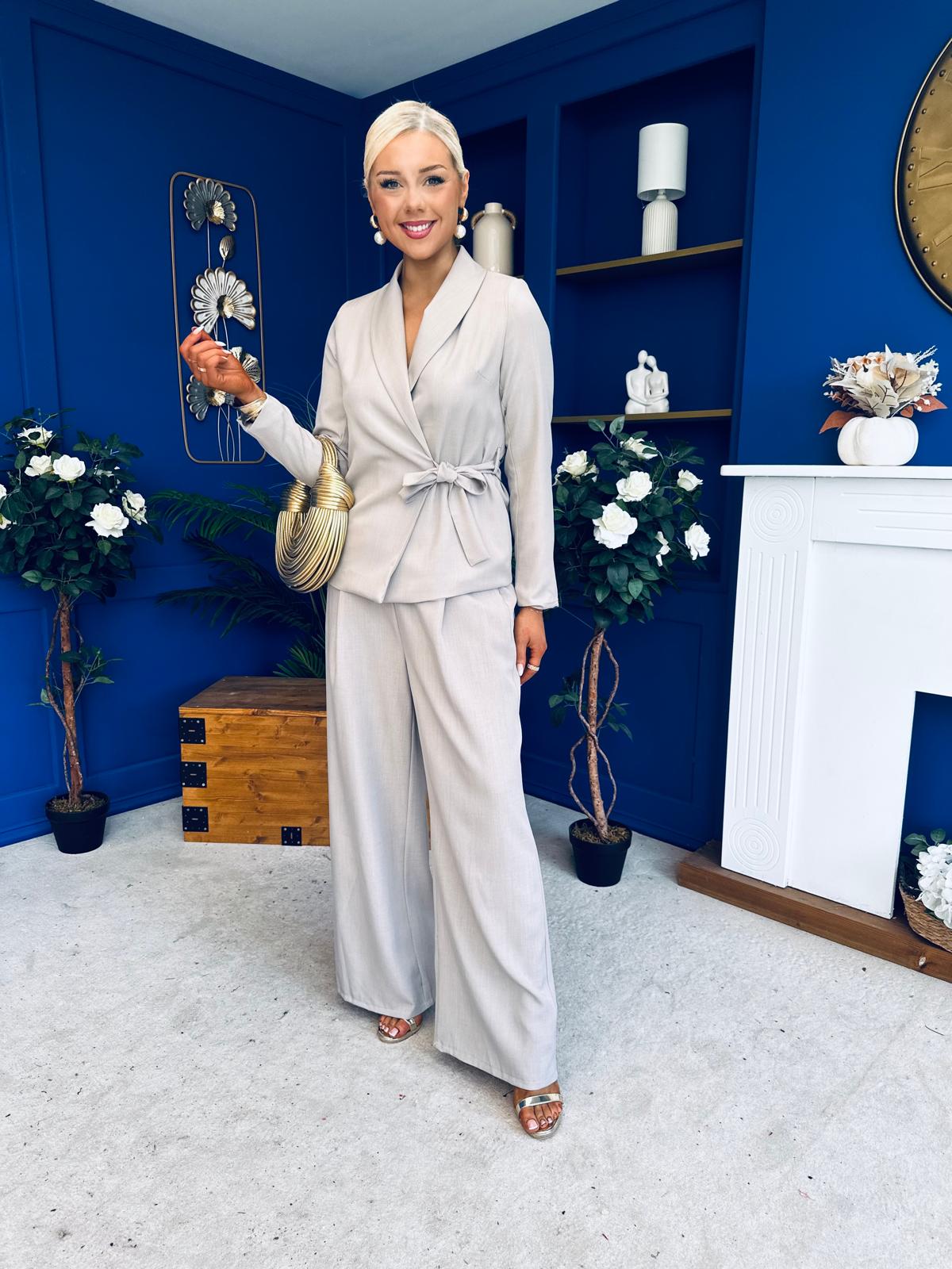 Sammy Wrap Blaser & Trouser Set Stone