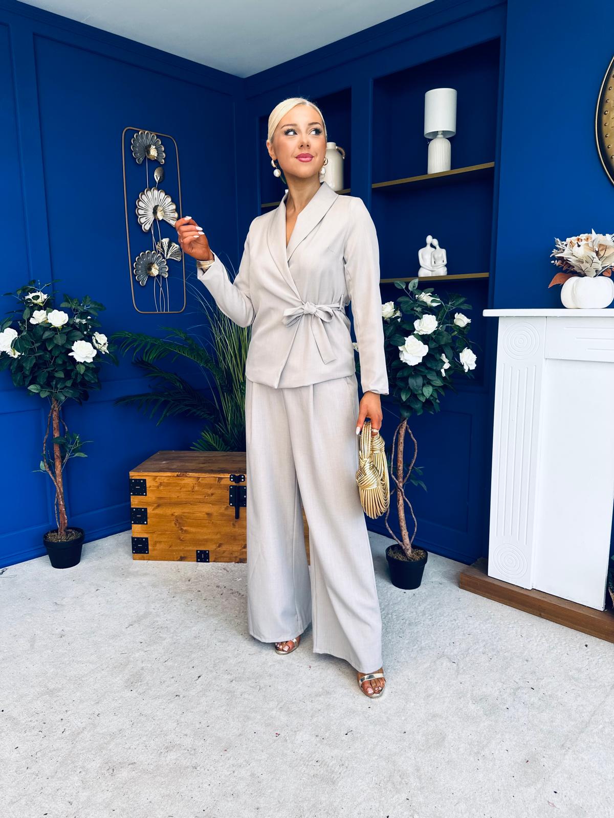 Sammy Wrap Blaser & Trouser Set Stone