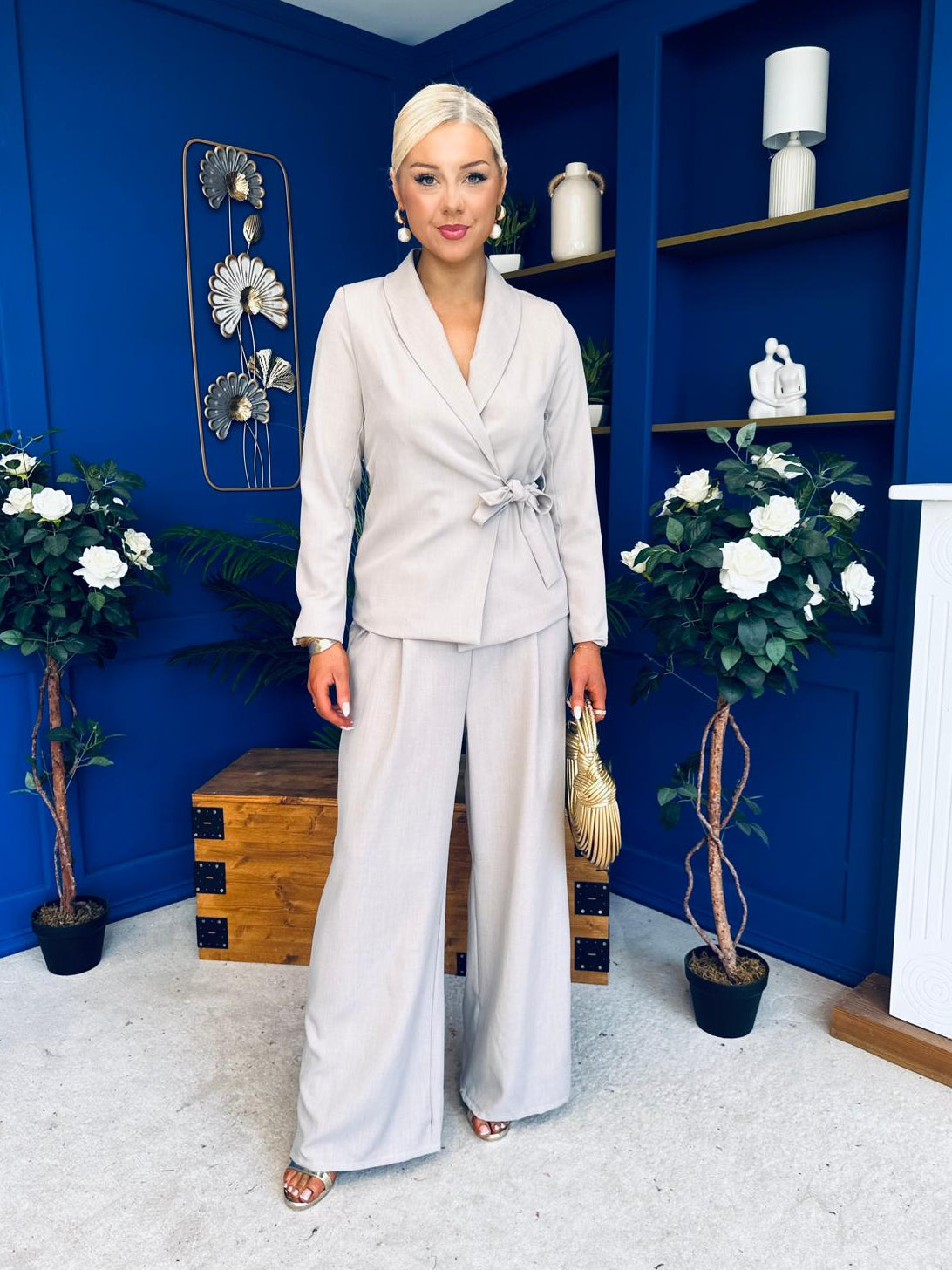 Sammy Wrap Blaser & Trouser Set Stone