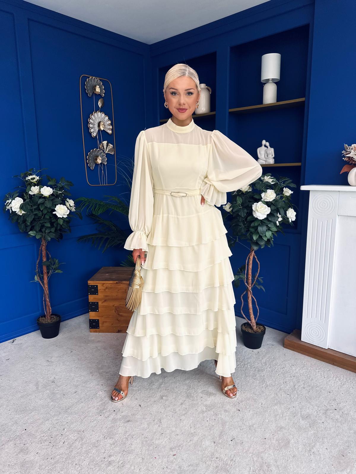 Rosie Layered Occasion Dress Yellow