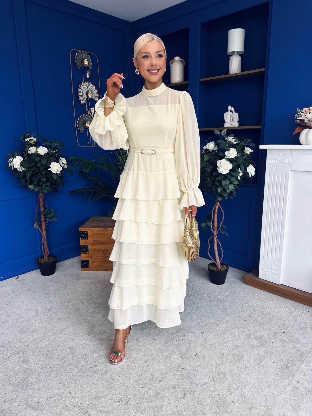 Rosie Layered Occasion Dress Yellow