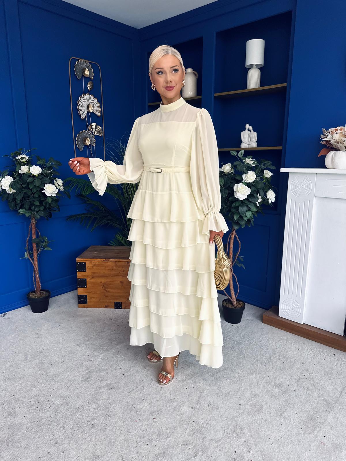 Rosie Layered Occasion Dress Yellow