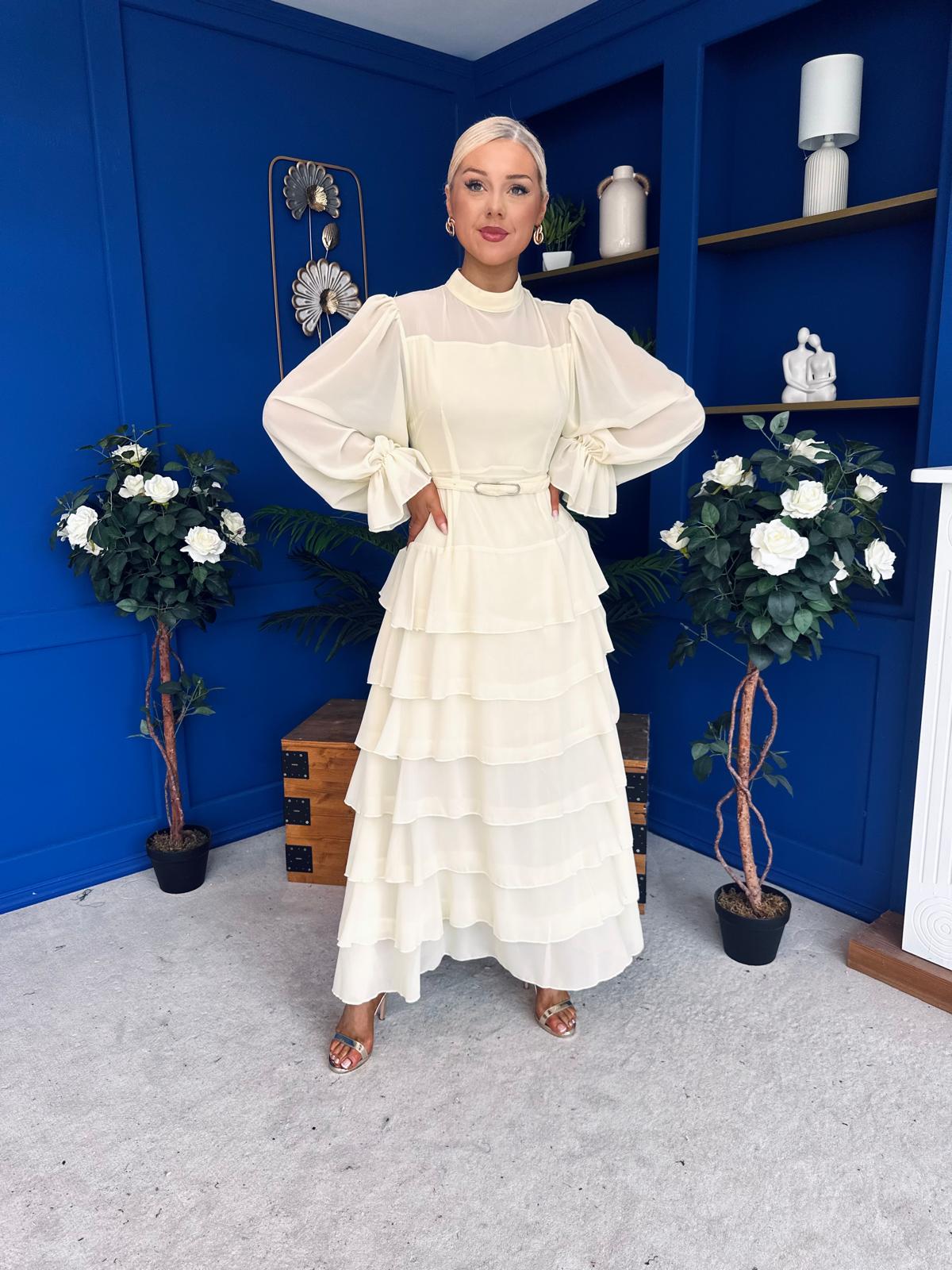 Rosie Layered Occasion Dress Yellow